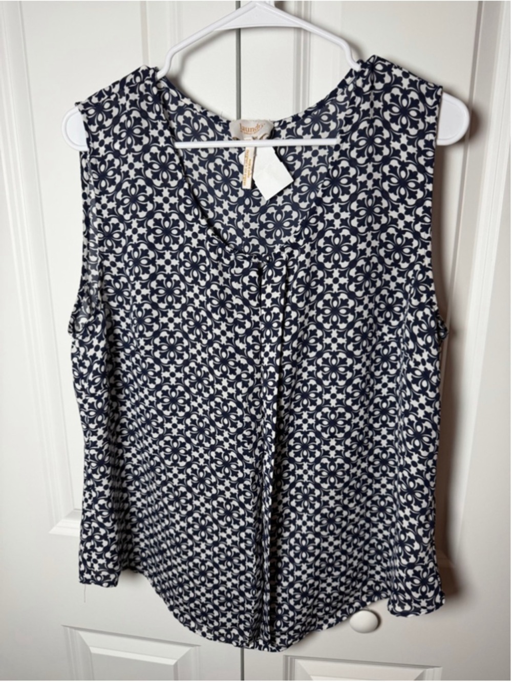 Laundry by Shelli Segal Navy White Blouse XL